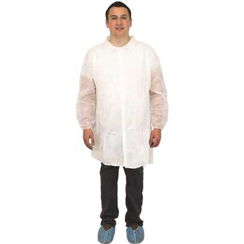 Polylite Labcoat Snp Frt No Pocket Ls Ec Wrst Wht XL