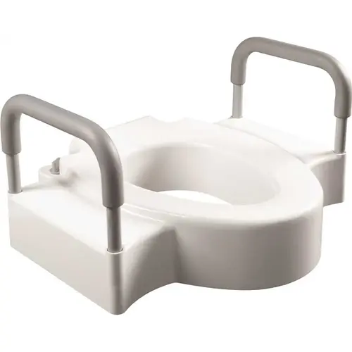 Rise With Dual Lock 4.5" Raised Toilet Seat Plus Support Arms