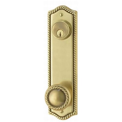 Rope Knob With Rope Sideplate Single Cylinder Passage Bright Brass Finish