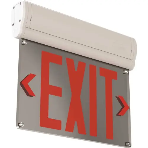 Basicsa Edge-Lit Exit Sign, Surface Mount, White, Red Letter