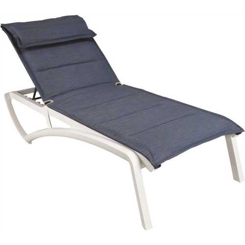 Grosfillex UT470096 Sunset Comfort Chaise Lounge Madras Blue/gw