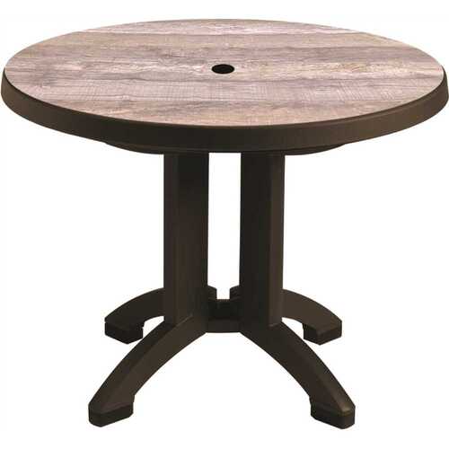 Grosfillex US921037 Aquaba 38 Resin Round Table, Ranch/bronze