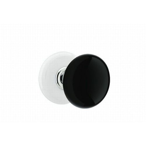Ebony Knob Privacy With Porcelain Rose Bright Chrome Finish