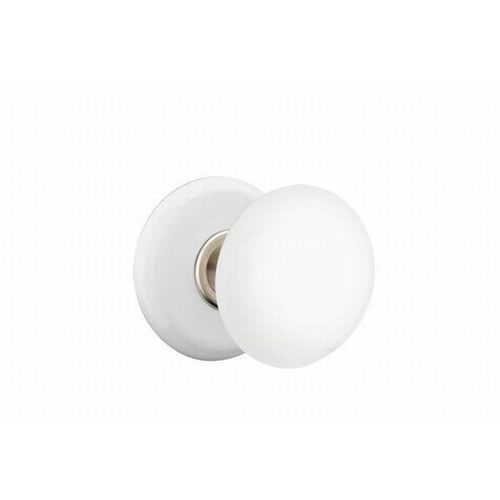 Ice White Porcelain Knob Passage With Porcelain Rose Satin Nickel Finish