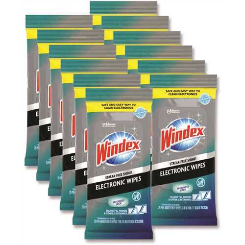 WINDEX SJN319248 Electronics Cleaner 1-Ply 7 X 10 Neutral Scent White