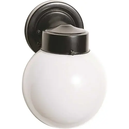 Nuvo Black One-Light 6 Porch Wall Fixture With White Globe