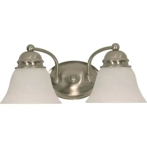 Nuvo Brushed NICKEL Empire 2-Light 15 Vanity, Alabaster Glass Bell Shades