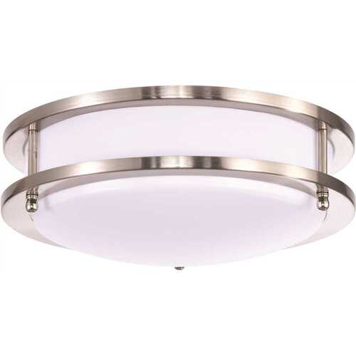 Glamour LED 10" Flush Mount Fixture Brushed NICKEL Cct Select 3k/4k/5k