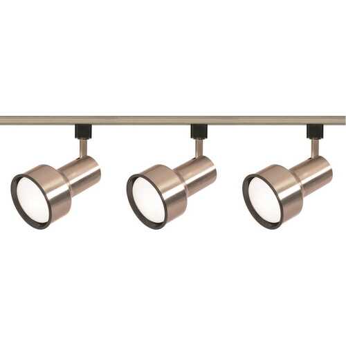 Satco TK340 Nuvo Brushed NICKEL Three-Light R30 Step Cylinder Track Kit