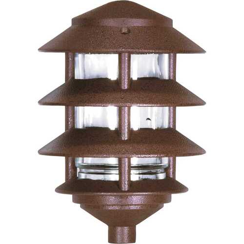 9" Landscape Pagoda Light Fixture, Bronze, Three Louver, Small Hood