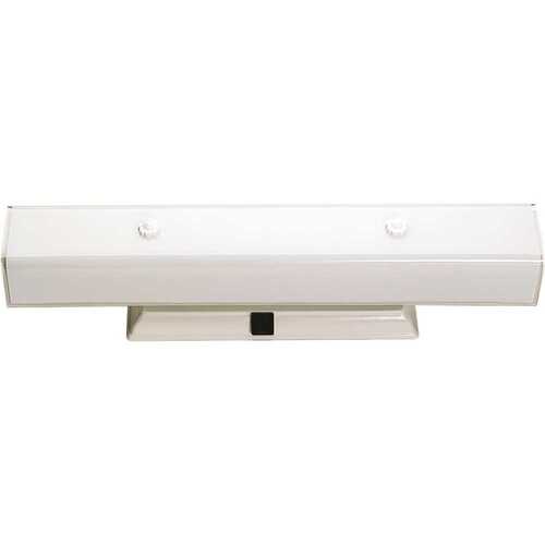 Nuvo White Four-Light 24 Vanity With White U Channel Glass With Outlet