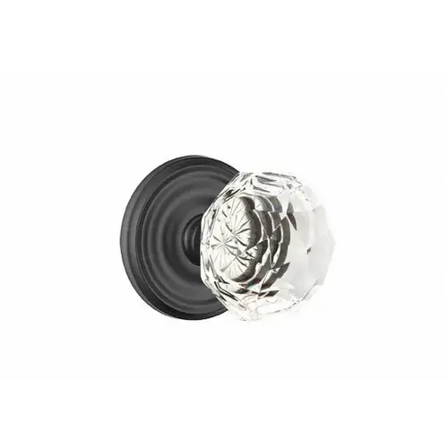 Diamond Crystal Knob Privacy With Regular Rose Flat Black Finish