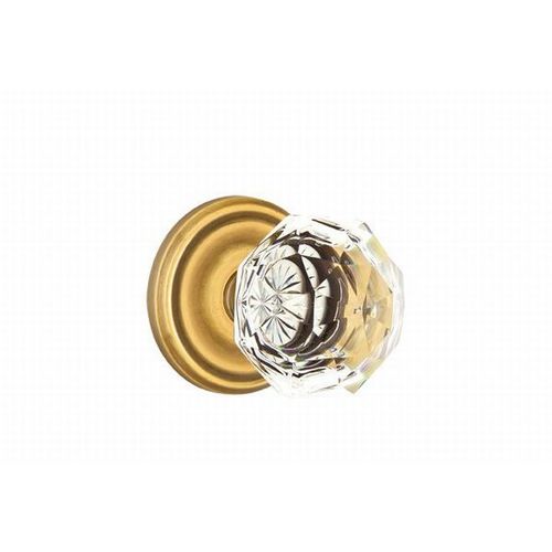 Diamond Crystal Knob Passage With Regular Rose French Antique Brass Finish