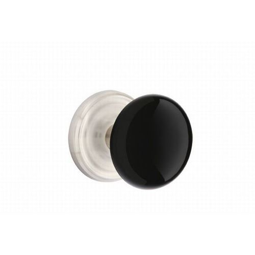 Ebony Knob Passage With Regular Rose Satin Nickel Finish
