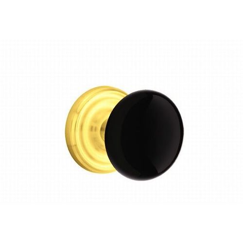 Ebony Knob Dummy Pair With Regular Rose Bright Brass Finish