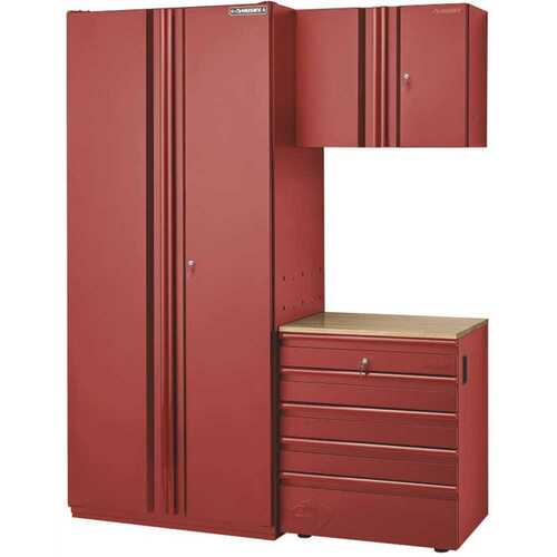 Storage System In Red, 5 Drawer, 64 In. W X 81 In. H X 24 In. D