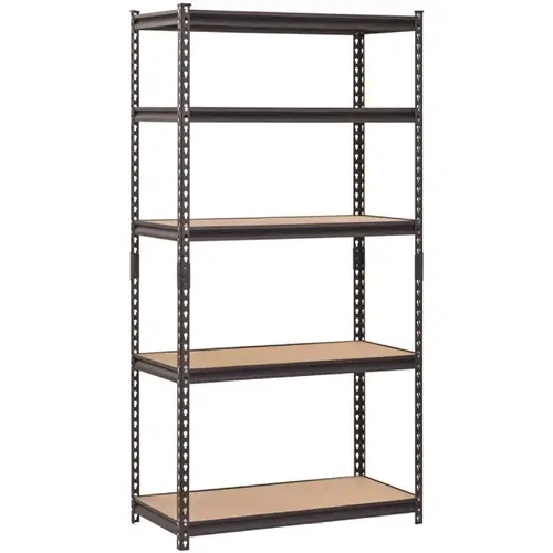 Muscle Rack UR-185PBB-P 5-Tier Steel Shelving In Black, 36 In. W X 72 In. H X 18 In. D