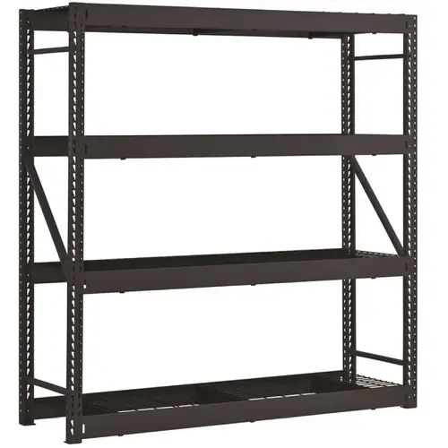 4-Tier Steel Freestanding Garage Storage Shelving Unit, 77"x78"x24", Black