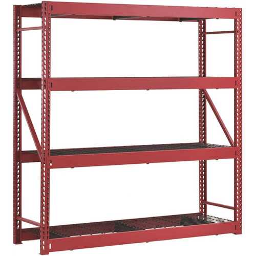 4-Tier Steel Freestanding Garage Storage Shelving Unit, 77"x78"x24", Red