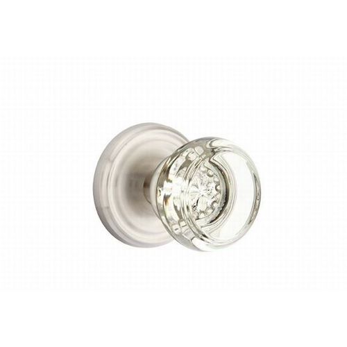 Georgetown Crystal Knob Passage With Regular Rose Satin Nickel Finish