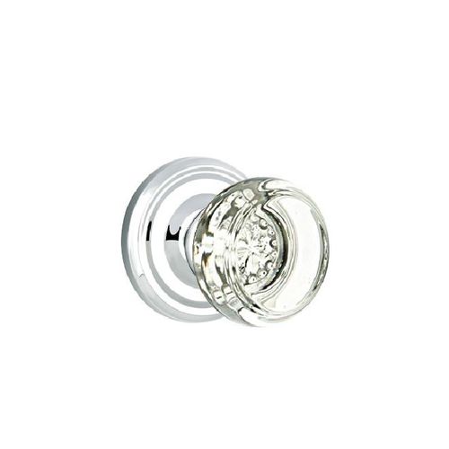 Georgetown Crystal Knob Dummy Pair With Regular Rose Bright Chrome Finish