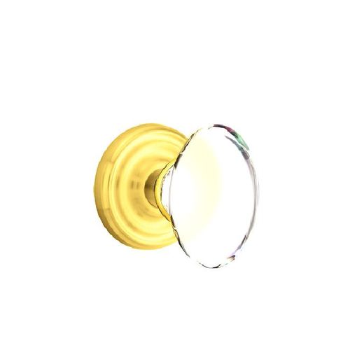 Hampton Crystal Knob Dummy Pair With Regular Rose Bright Brass Finish
