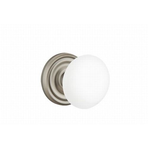 Ice White Porcelain Knob Dummy Pair With Regular Rose Antique Nickel Finish