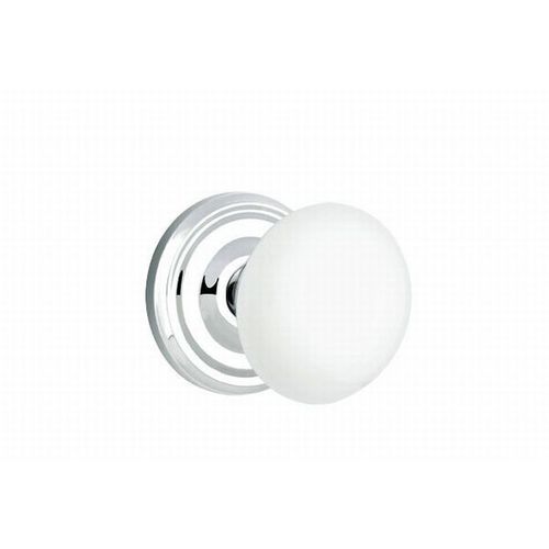 Ice White Porcelain Knob Privacy With Regular Rose Bright Chrome Finish