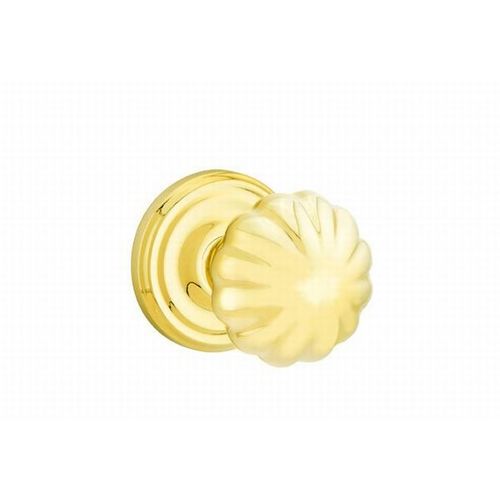 Melon Knob Dummy Pair With Regular Rose Bright Brass Finish