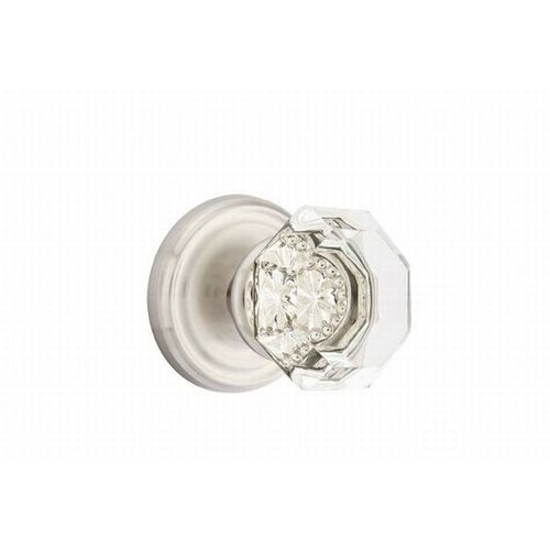 Old Town Clear Knob Passage With Regular Rose Satin Nickel Finish