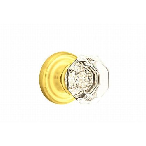 Old Town Clear Knob Dummy Pair With Regular Rose Bright Brass Finish
