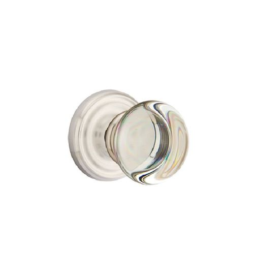 Providence Crystal Knob Clear Passage With Regular Rose Satin Nickel Finish