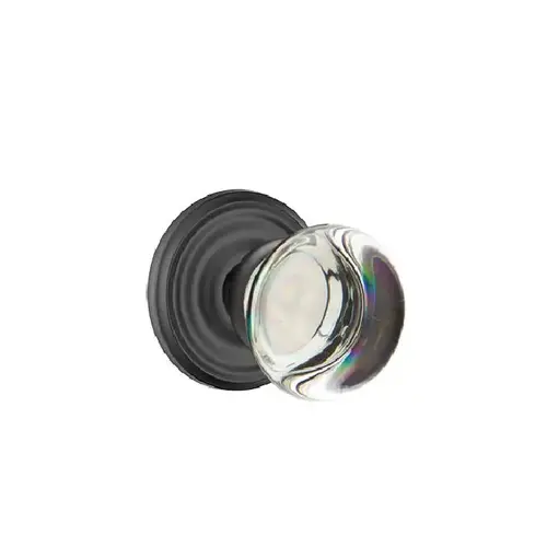 Providence Crystal Knob Clear Privacy With Regular Rose Flat Black Finish