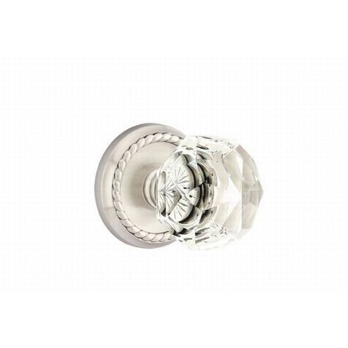 Diamond Crystal Knob Dummy Pair With Rope Rose Satin Nickel Finish