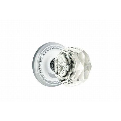 Diamond Crystal Knob Dummy Pair With Rope Rose Bright Chrome Finish