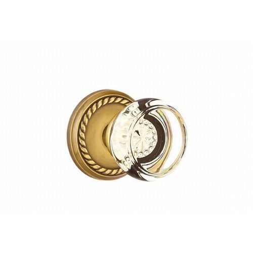 Georgetown Crystal Knob Dummy Pair With Rope Rose French Antique Brass Finish
