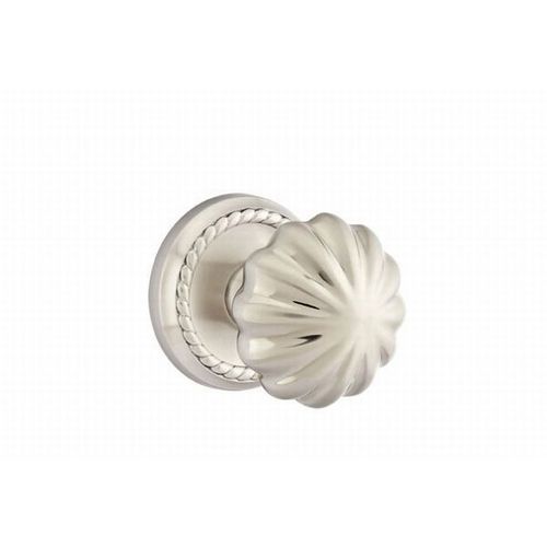Melon Knob Dummy Pair With Rope Rose Satin Nickel Finish