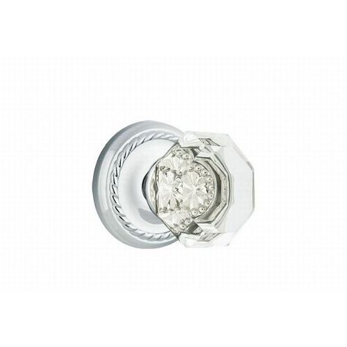 Old Town Clear Knob Dummy Pair With Rope Rose Bright Chrome Finish