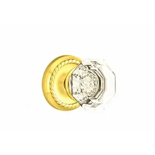 Old Town Clear Knob Passage With Rope Rose Bright Brass Finish