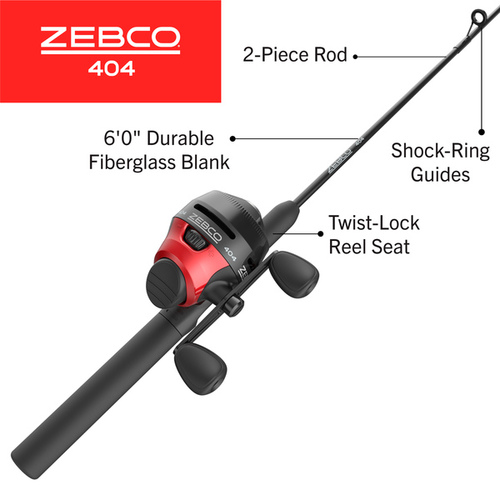 Zebco 1545C602M.NS3 Zebco 404 6'-0" 2 pc Medium Spincast Combo