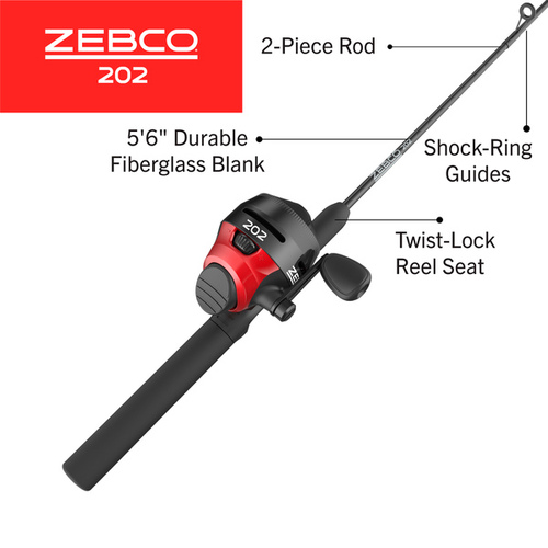 Zebco 1245C562ML.NS3 ZEbco 202 5'-6" 2 pc Medium-Light Spincast Combo