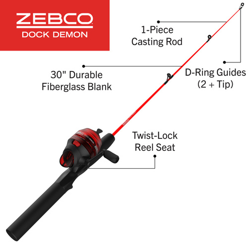 Zebco DOCKRDSC301M.FB6 Zebco Dock Demon Spinning Combo - Red