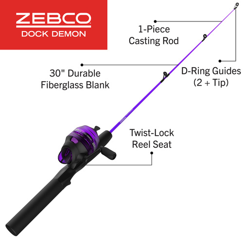 Zebco DOCKPRSC301M.FB6 Zebco Dock Demon 30" Spinning Combo - Purple