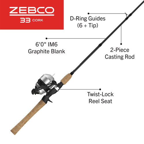 Zebco 33CC602MA.NS3 Zebco 33 Cork Spincast Combo