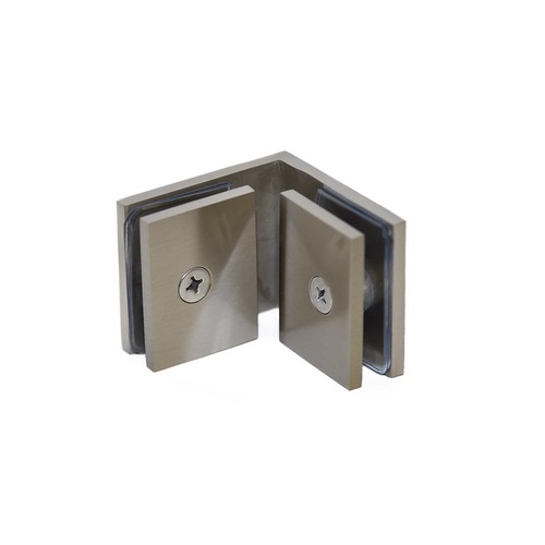 Square 90 Degree Glass-To-Glass Clamp Brushed Nickel