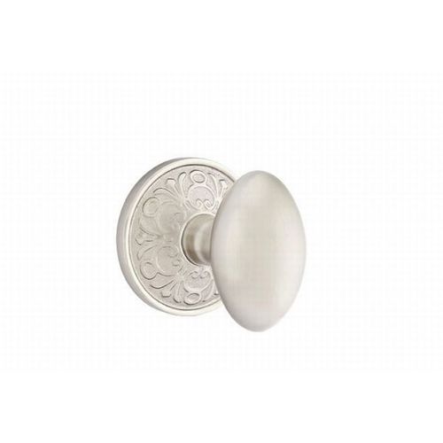 Egg Knob Dummy Pair With Lancaster Rose Satin Nickel Finish