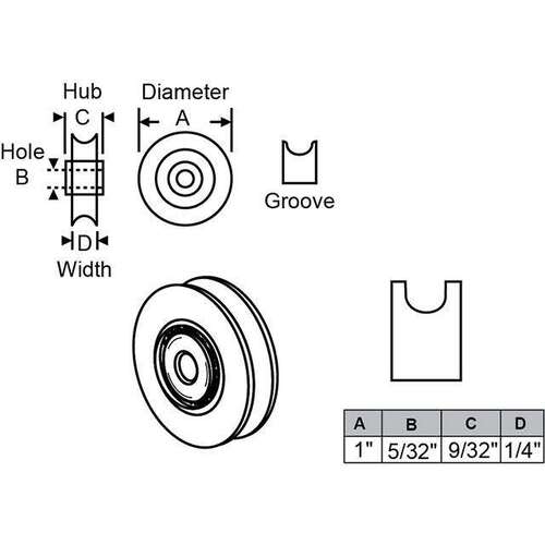 1in Nylon Roller With Metal BB Hub