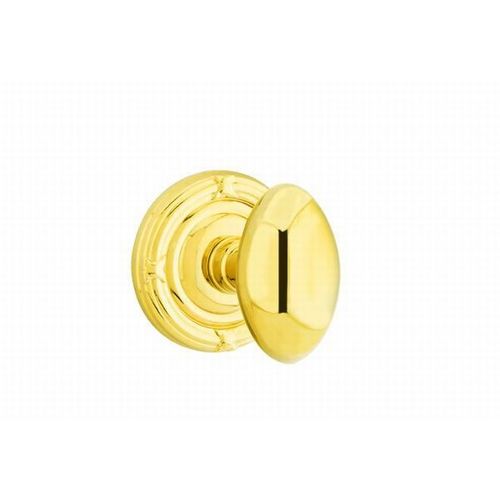 Egg Knob Dummy Pair With Ribbon And Reed Rose Bright Brass Finish