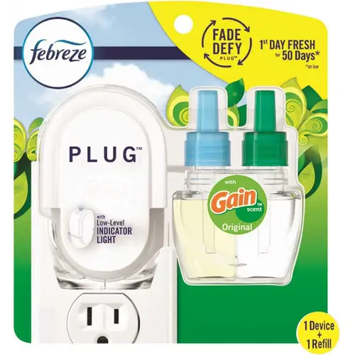 FEBREZE 37000682363 Plug Starter Kit 0.87 Oz. Gain Original Scent Oil Warmer/oil Rf Plug-In