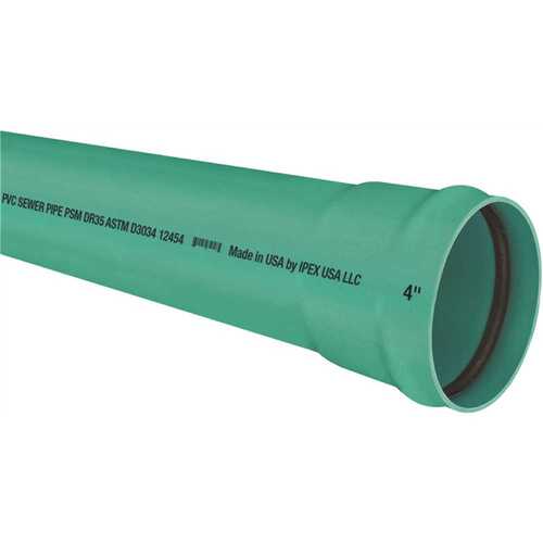 4"x14' PVC Gravity Sewer Pipe Sdr35 Gasket Joint